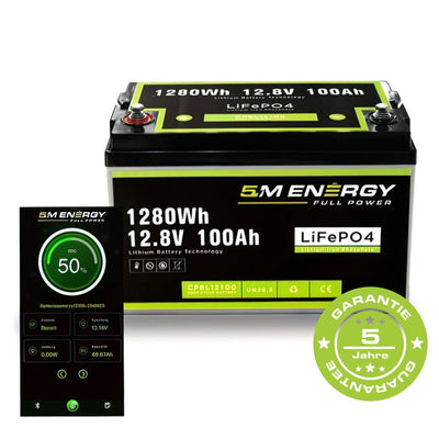 5M Energy 100Ah Lithium Batterie 12V LiFePO4 - Lithium